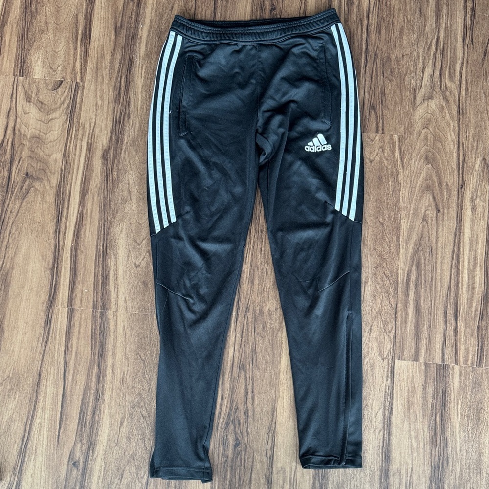 Adidas Black Joggers with White Stripes